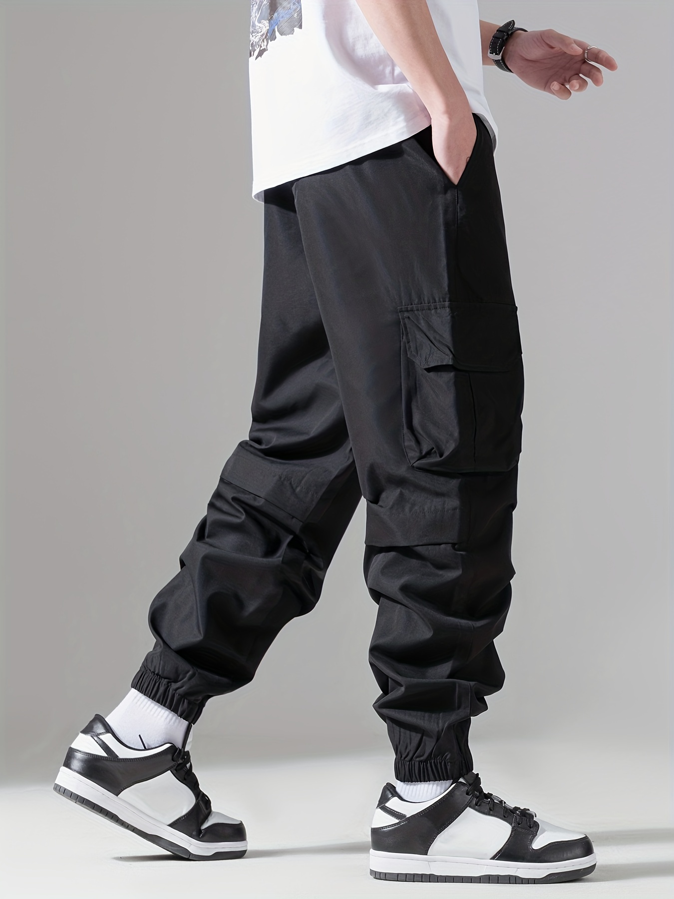 Casual Loose Fit Multi-pocket Drawstring Cargo Pants, Men's Joggers For Spring And Fall Outdoor