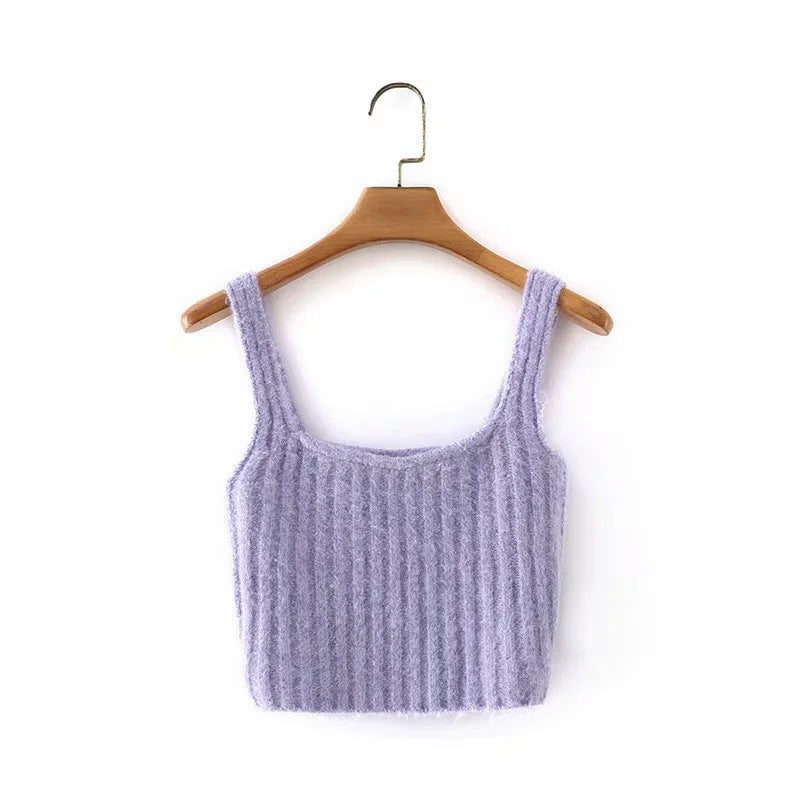 Maxct Knitted Purple Sling V-neck Cardigan