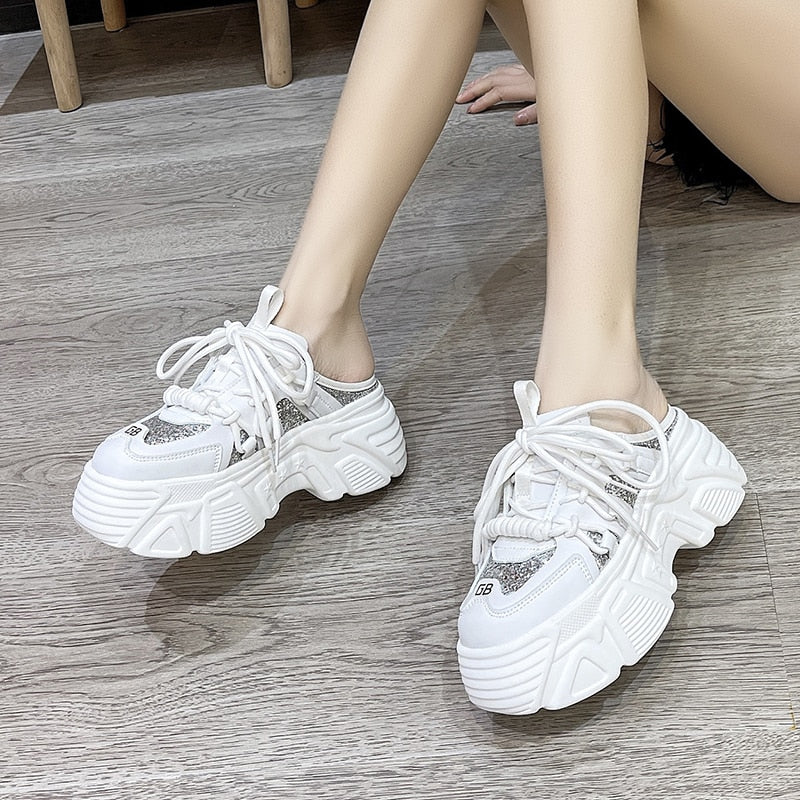 7cm High Platform Bling Sneakers for Women Maxct
