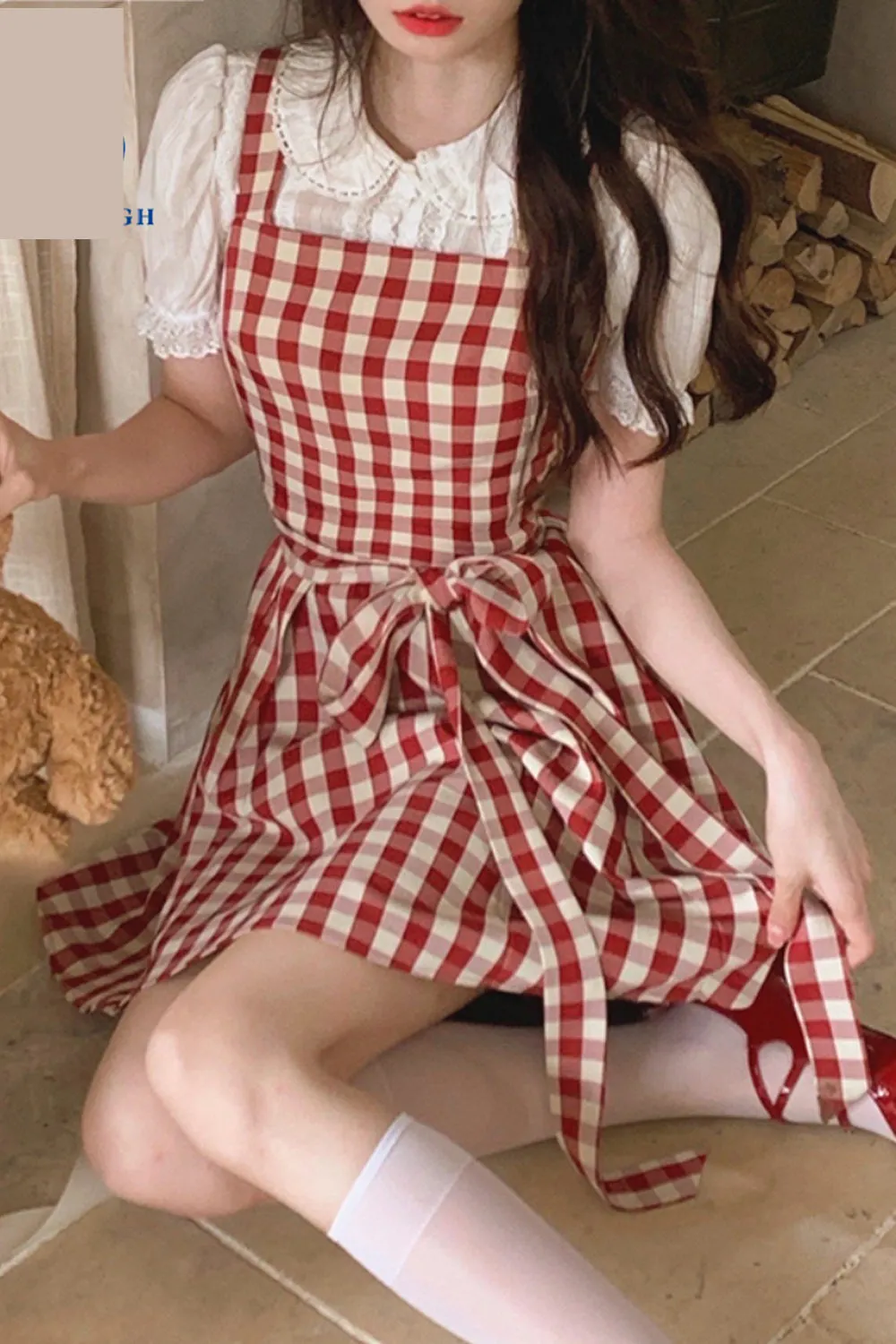 Cute Red Plaid Strappy Dress Maxct