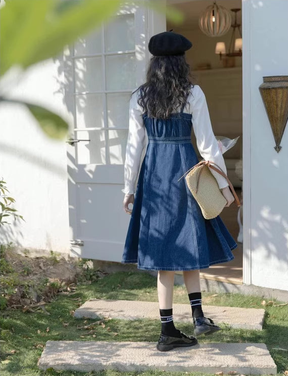 Button Down Denim Cami Midi Dress Maxct