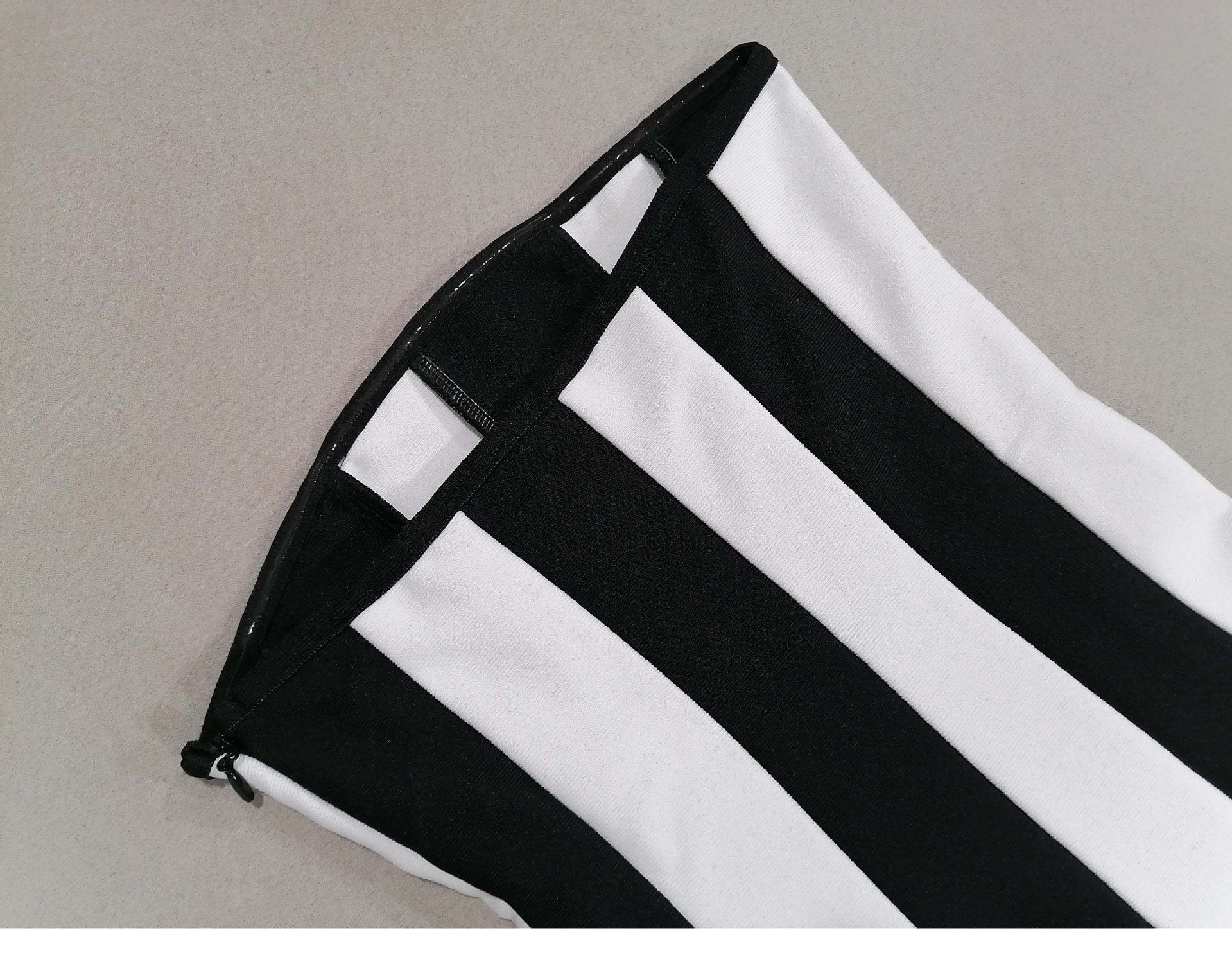 Maxct Strapless Bandage Dress Women's Hepburn Chest Wrap Skirt Black And White Striped High-end Banquet Dress Daily Wear