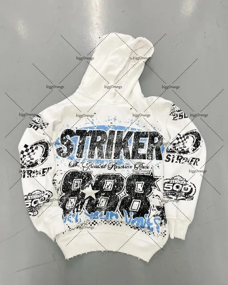 Maxct European and American High Street Fashion Brand Clothing Printed Loose Pullover Hoodie Men Street Hip-hop Oversized Sweatshirt