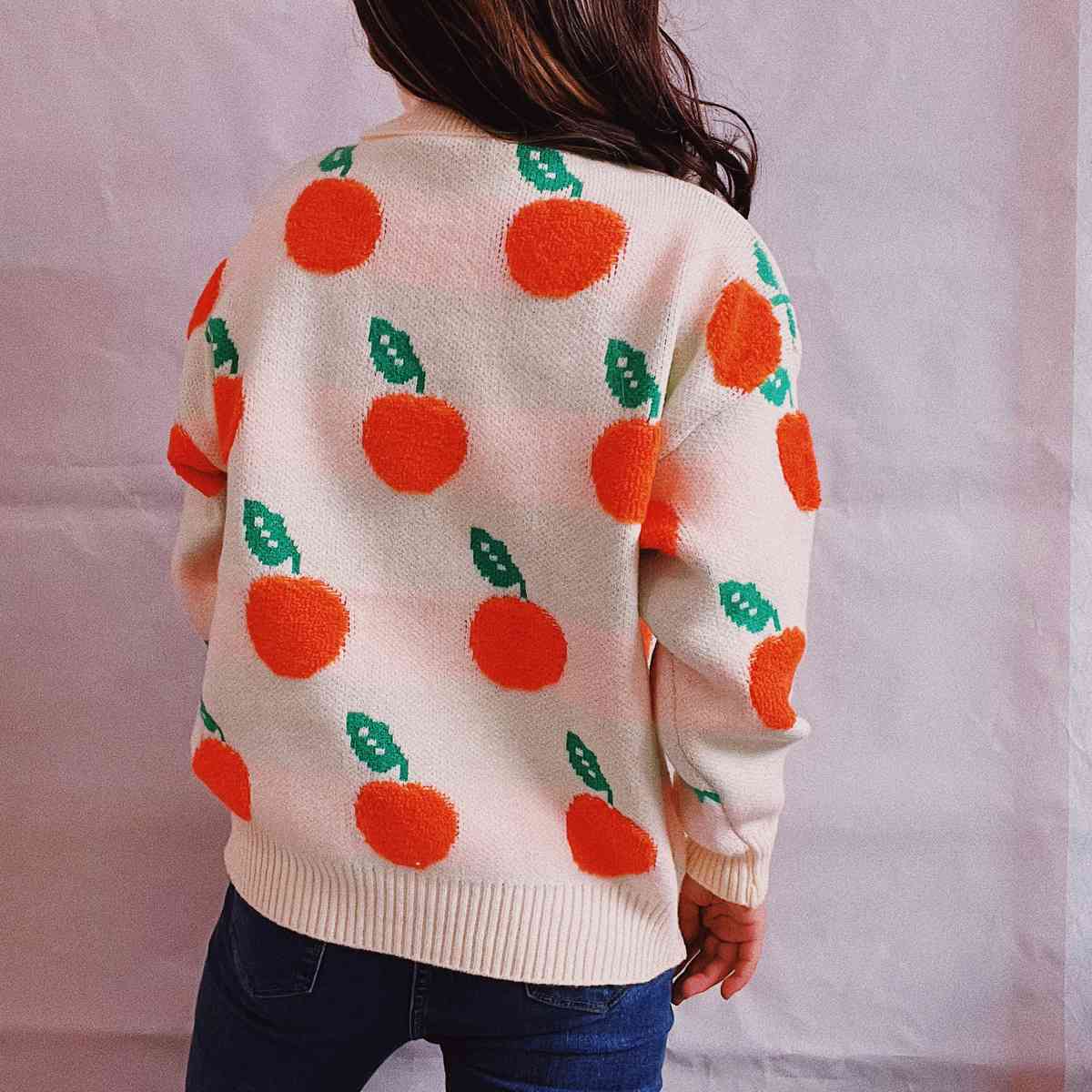 Maxct &Fruit Pattern Turtleneck Dropped Sweater