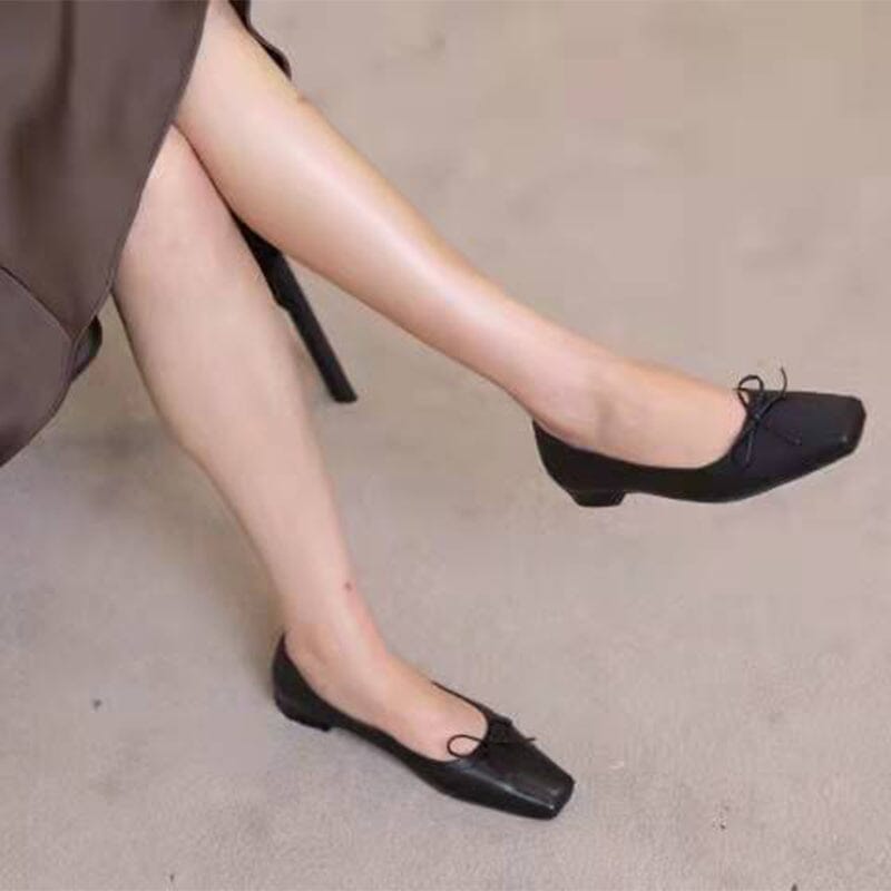 Square Toe Bowknots Dress Shoes Ballerina Flats Maxct