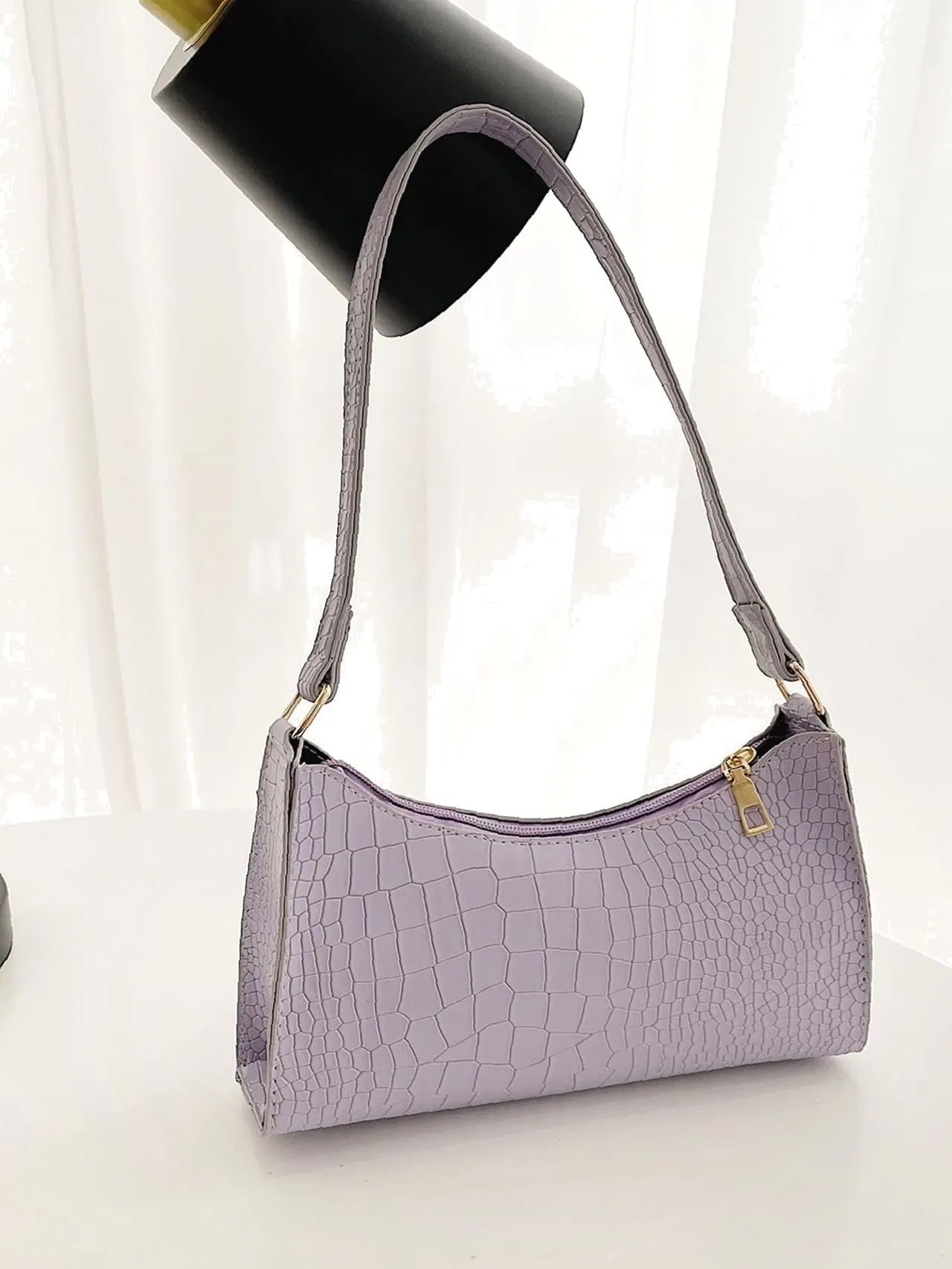 Bag For Love - Crocodile Embossed Baguette Bag  - Women Maxct Bags