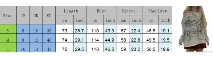 Mall Goth 2000s Retro Pullovers Tops Vintage Graphics Y2K Loose T Shirt Chic Aesthetic Autumn Long Sleeve Tees Grunge Streetwear