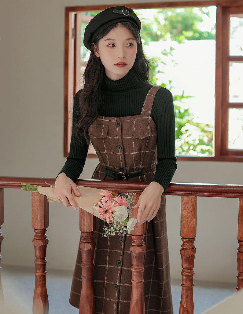 Button Up Plaid Cami Midi Dress Maxct