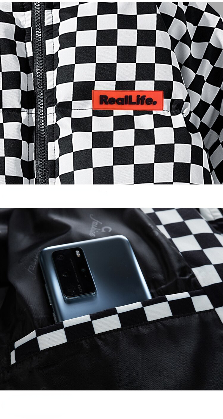 &REALLIFE Men's Checkered Puffer Jacket - M-5XL