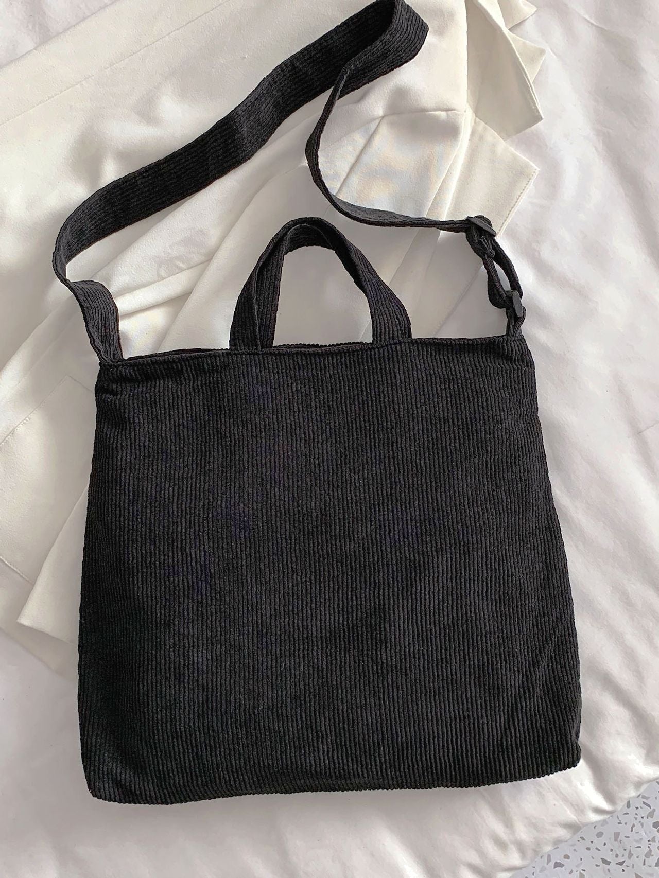 Maxct - Corduroy Letter Graphic Top Handle Bag  - Women Tote Bags