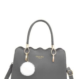 Maxct - Pom Pom Decor Letter Graphic Shoulder Bag - Women Tote Bags