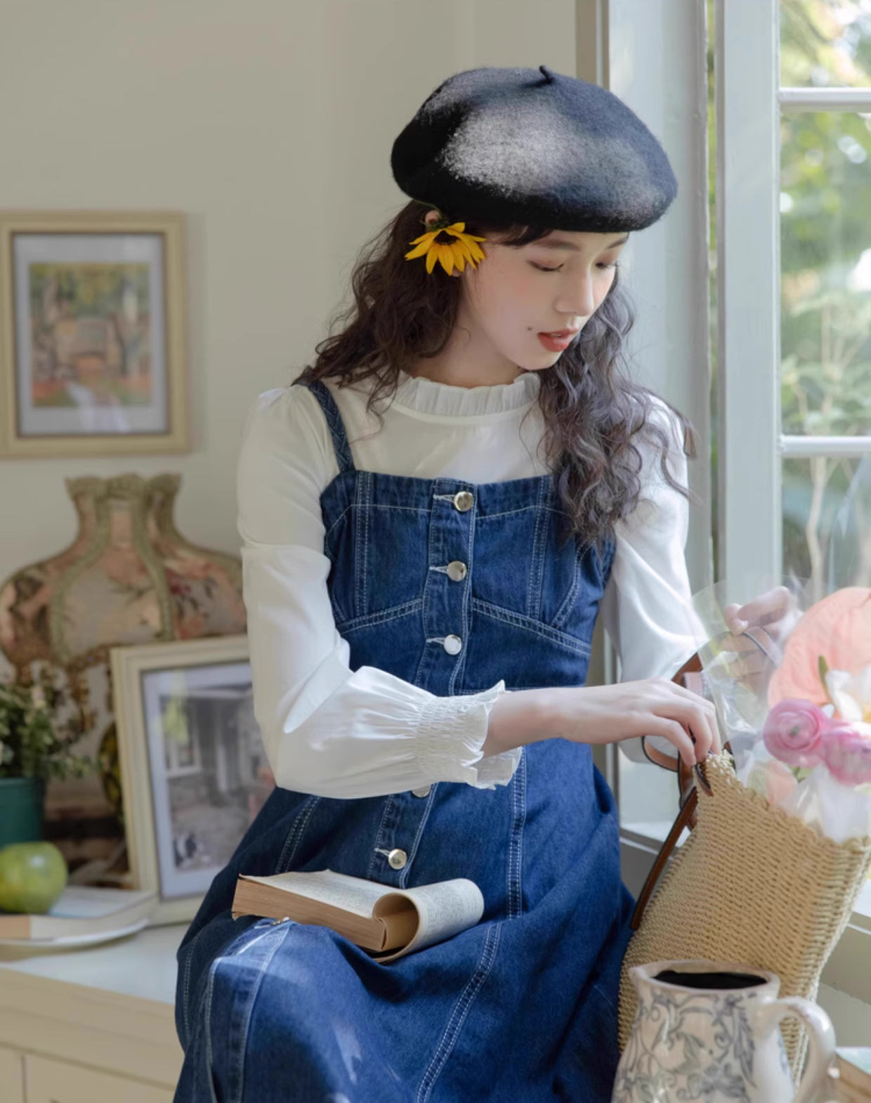 Button Down Denim Cami Midi Dress Maxct