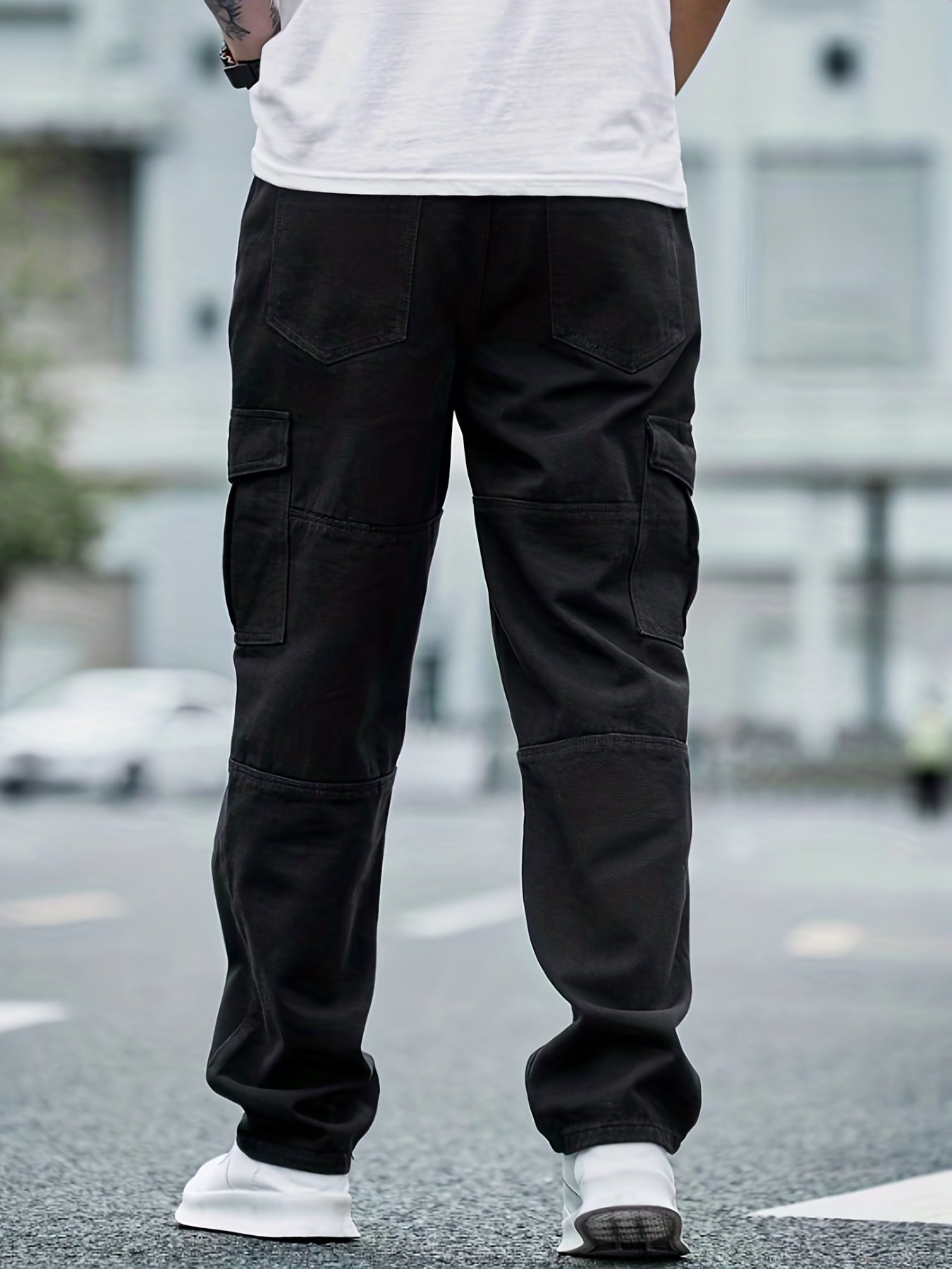 Maxct Loose Fit Flap Pocket Jeans, Men's Casual Street Style Denim Pants For All Seasons