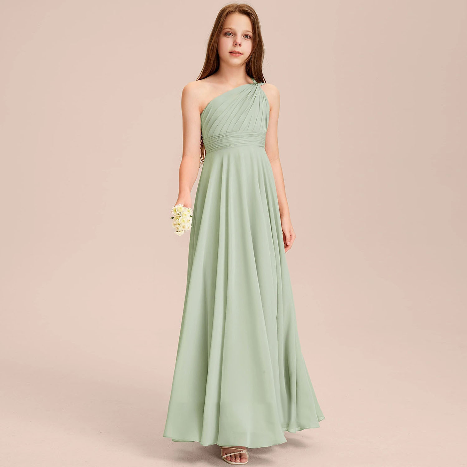 Maxct men costume ideas Simple One-Shoulder Chiffon Princess Dress Performance Ball Birthday Flower Girl Wedding Bridesmaid Dress