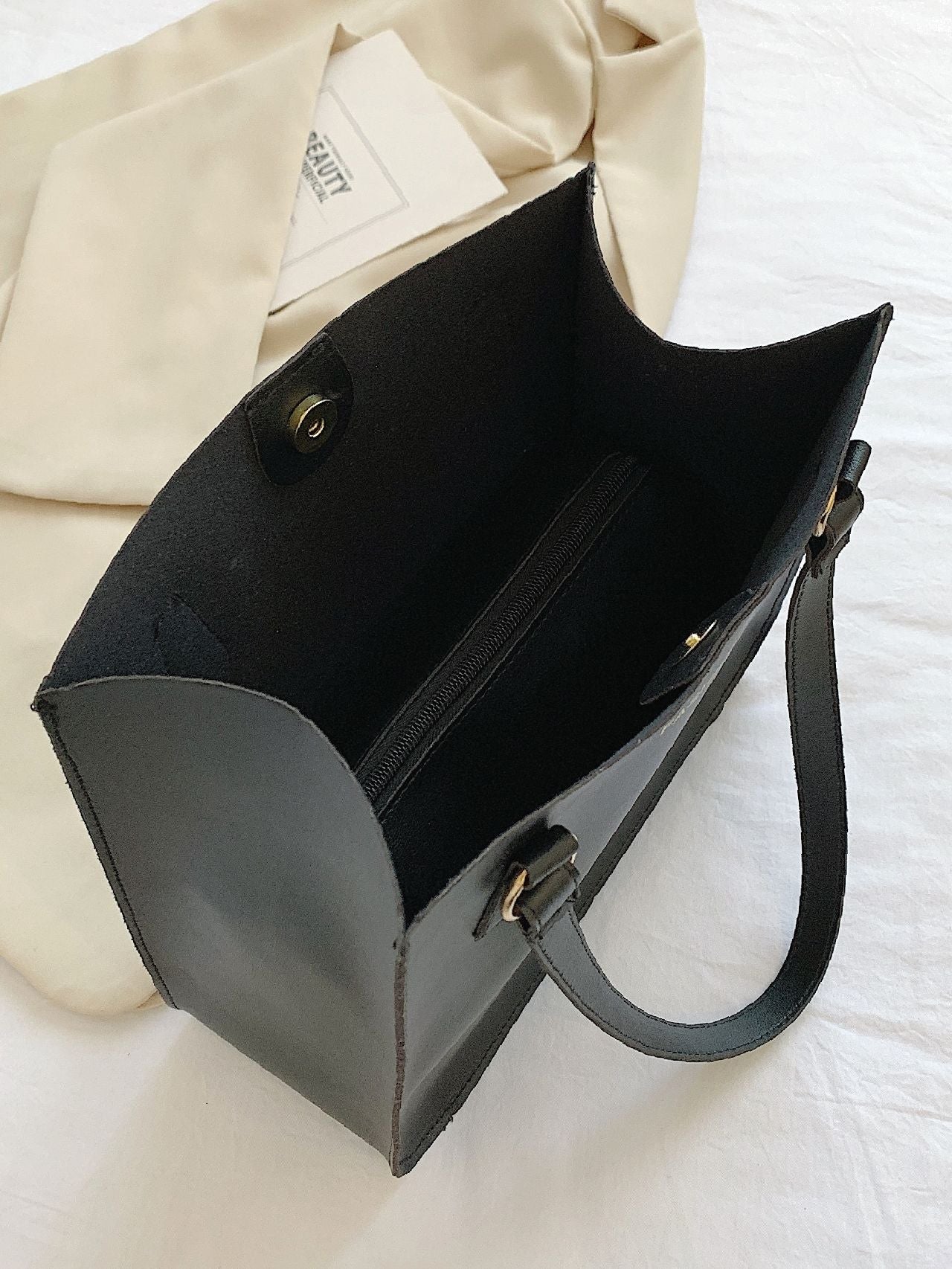 Maxct - Letter Graphic Shoulder Tote Bag with Inner Pouch  - Women Tote Bags