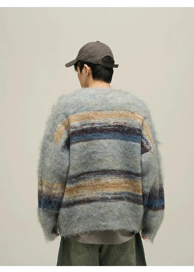 Maxct Striped Mohair Round Neck Sweater