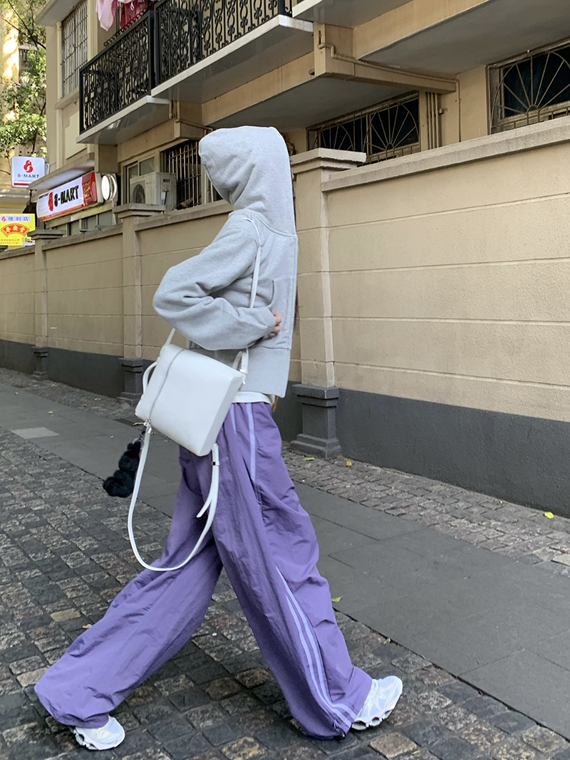Grey Cropped Hoodies Zip Up Long Sleeve Sweatshirt Cardigan Oversized Autumn Fashion Wide Leg Track Pants Two Piece Sets