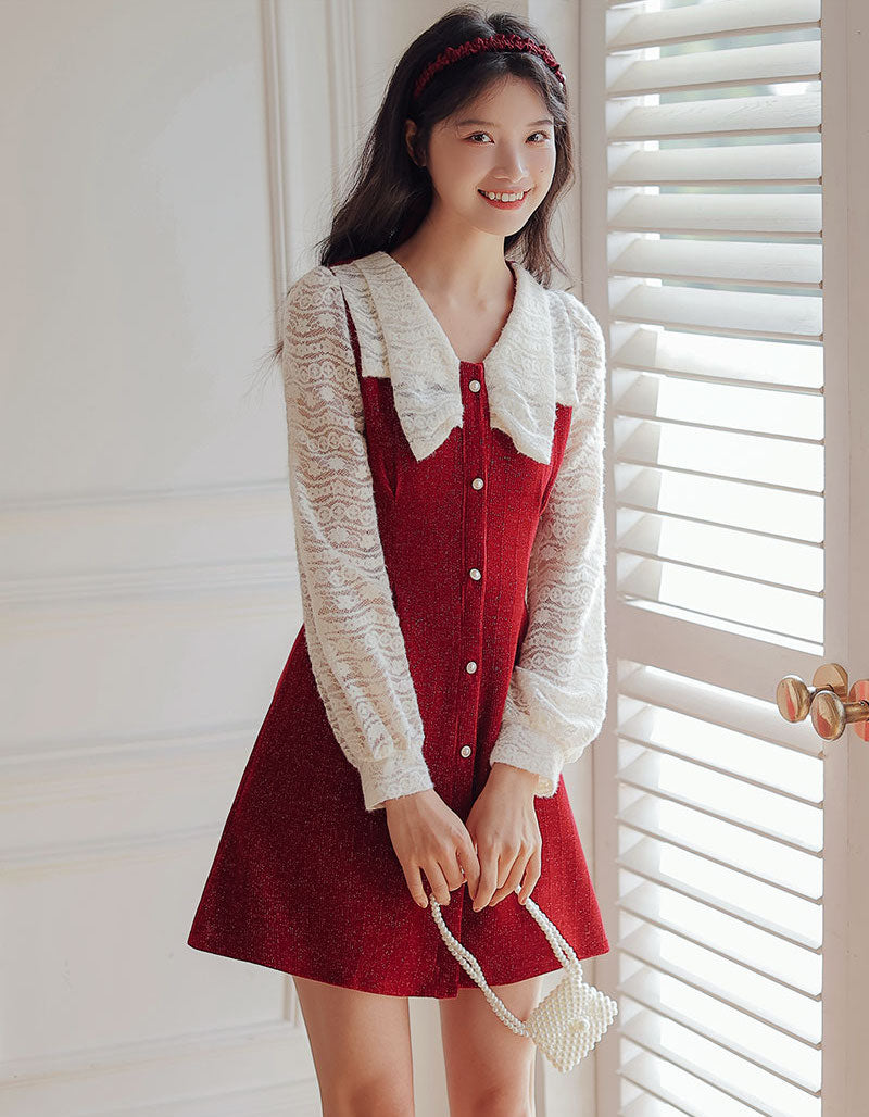 Lace Bow Sweater Dress Maxct