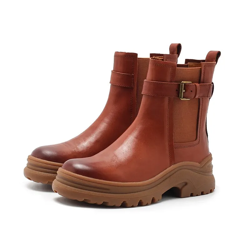 Womens Retro Ankle Boots Snow Boots Have Fleece Lined for Cold Winter Maxct