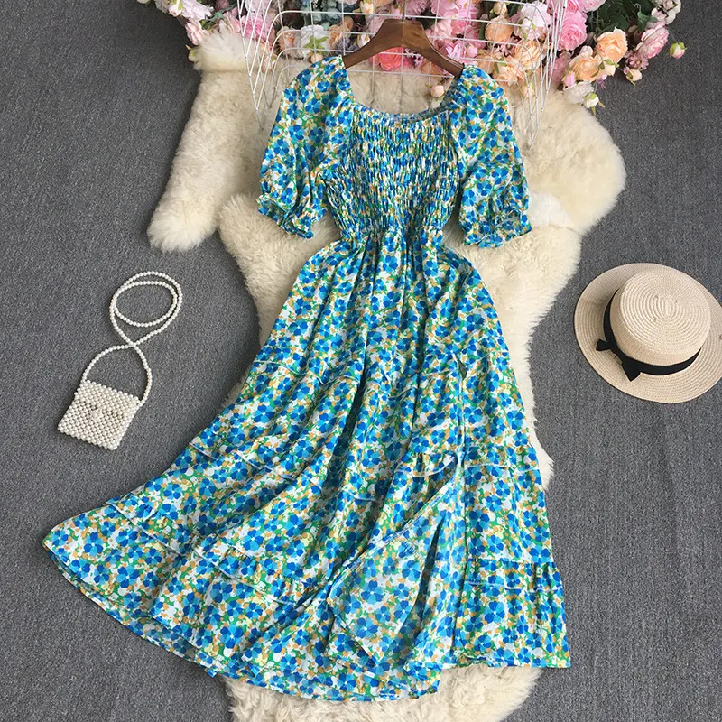 Maxct Maxct Broken Flowers Tighten Short-Sleeved Dress