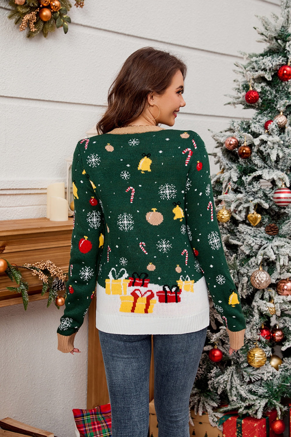 Maxct &Santa Round Neck Long Sleeve Sweater