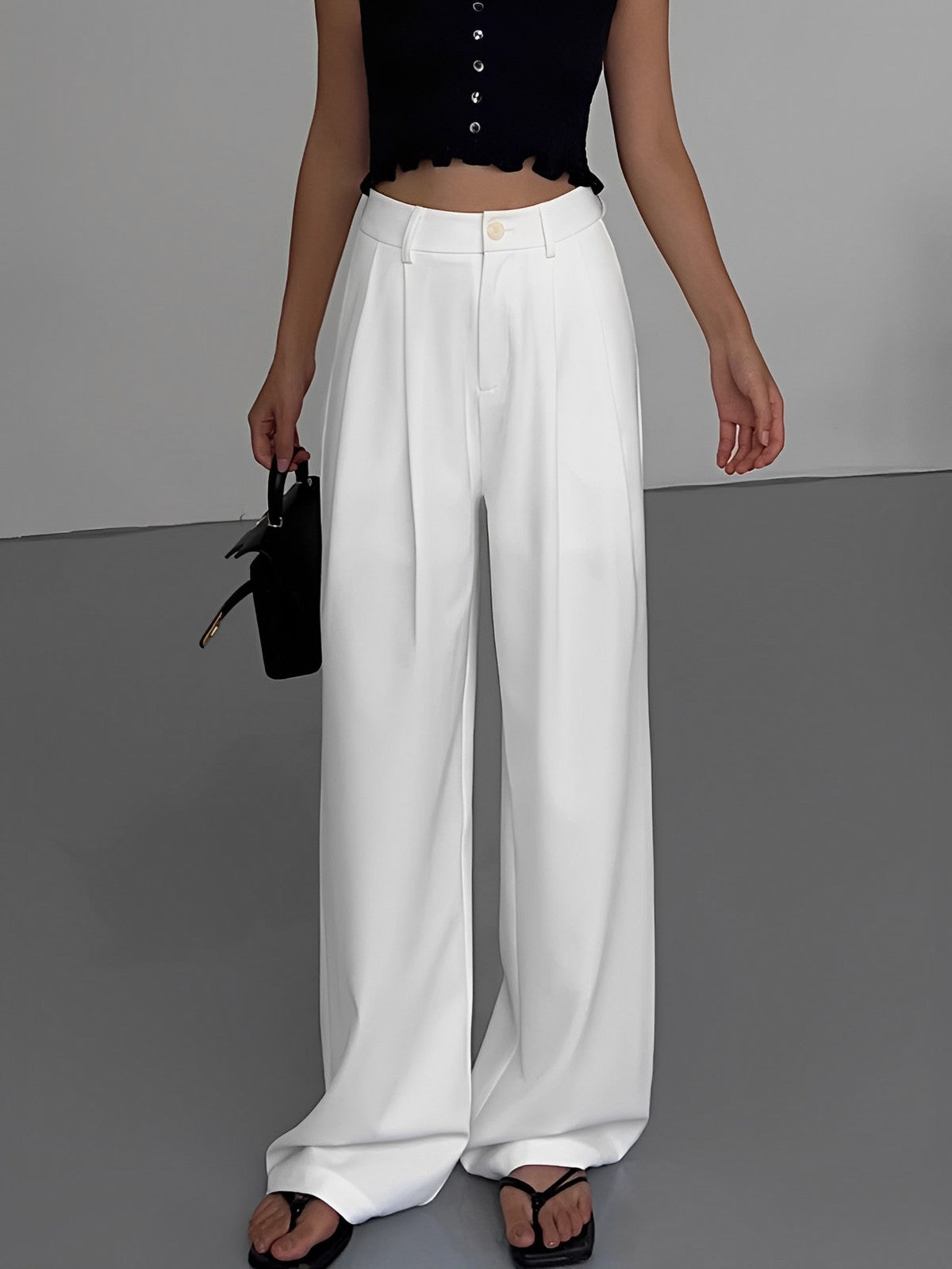 Maxct Full Length Pleated Wide Leg Dress Pants