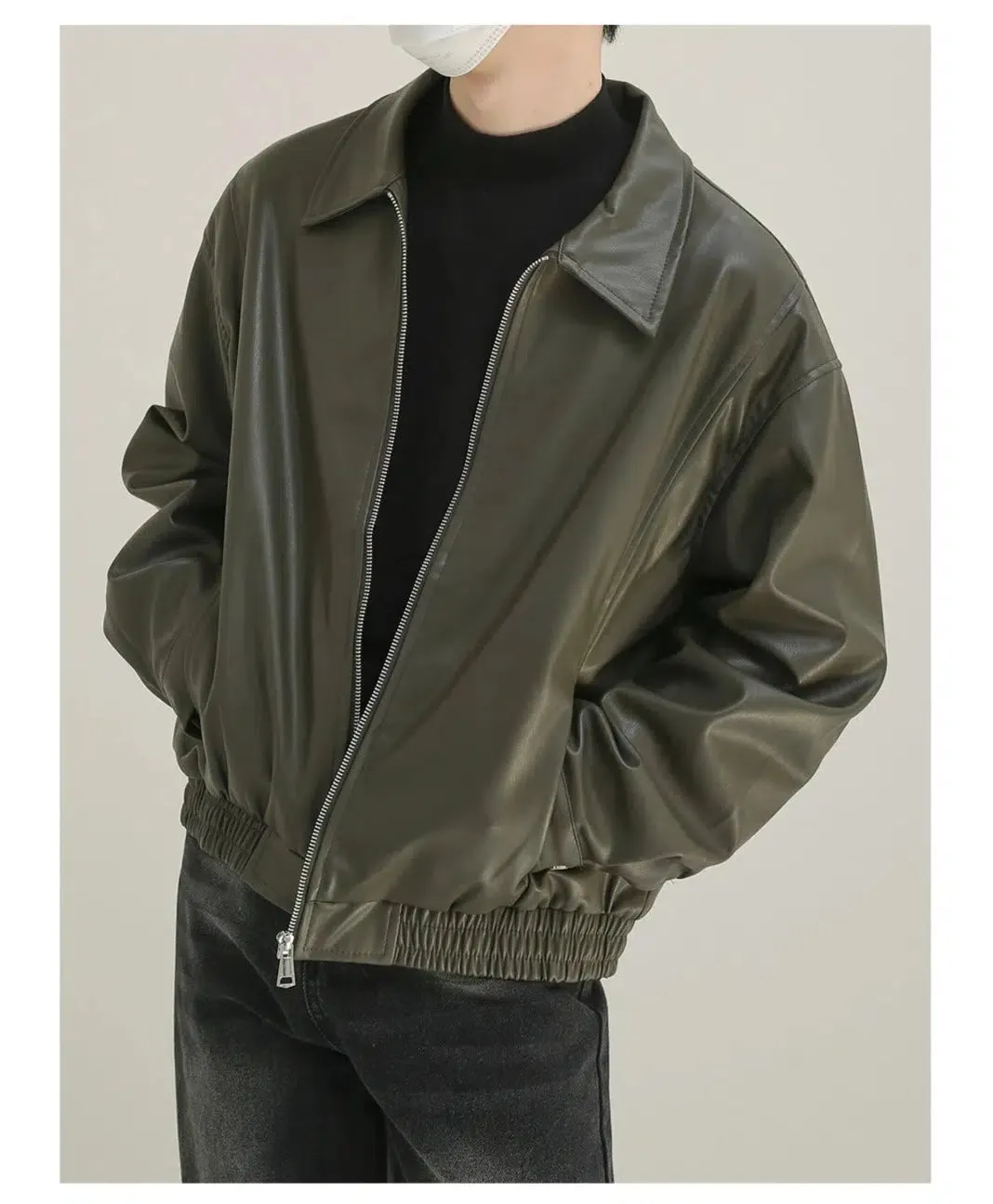 Maxct Black Zipper Motorcycle Leather Jacket