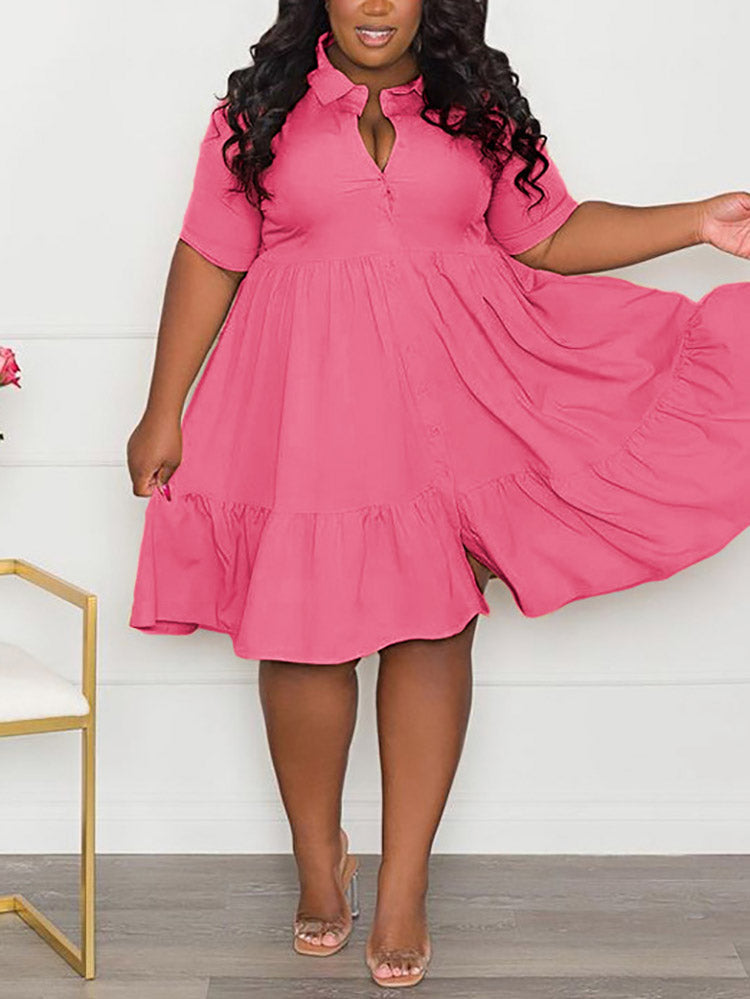 Casual Solid Button Shirt Dresses Maxct