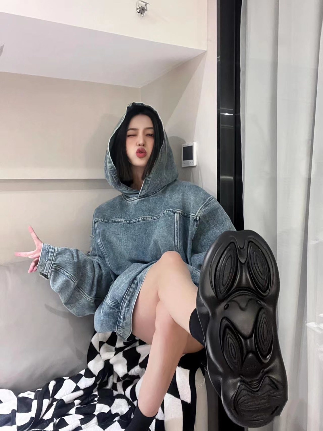Y2K Women's Loose Denim Hoodie Sweatshirt - true deals club