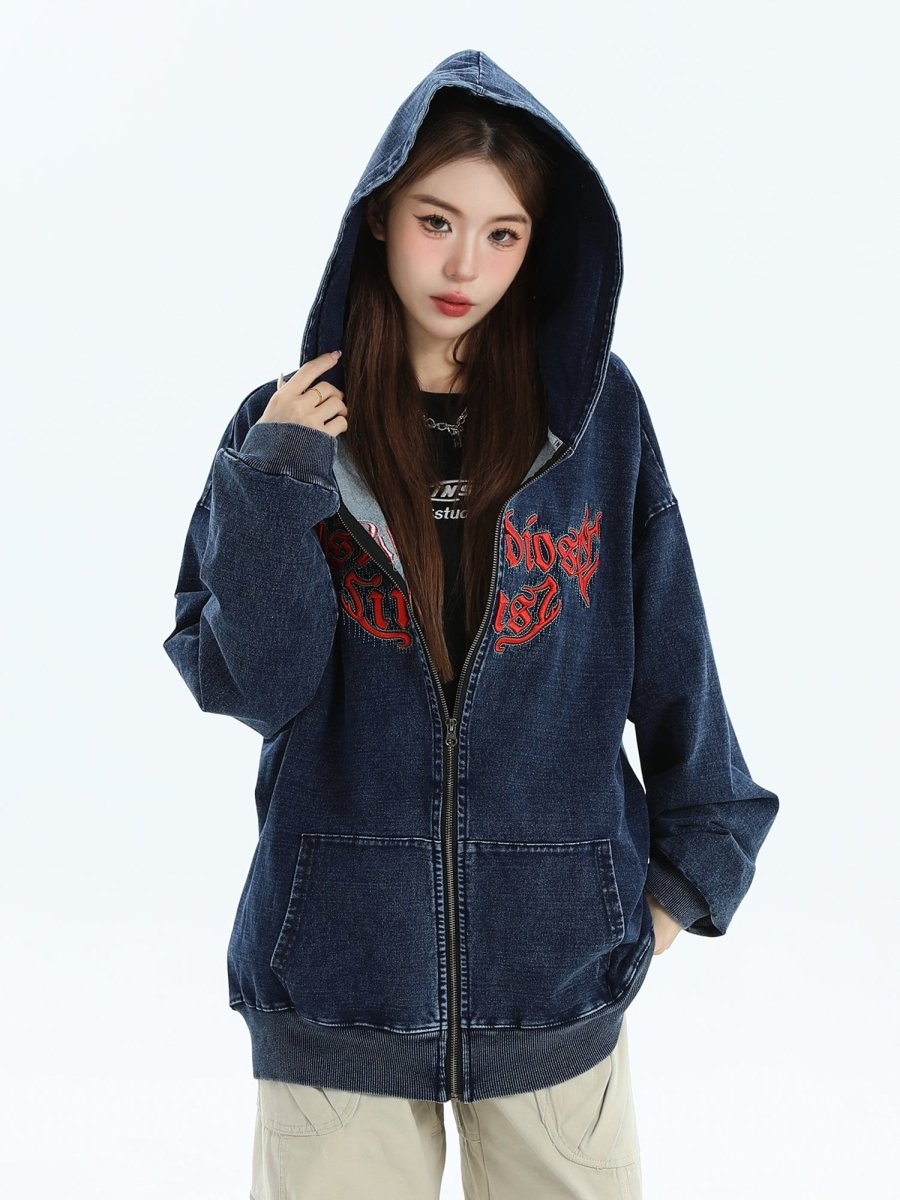 Maxct [Insstudios] Gothic Letter Logo Denim Jacket Na1631