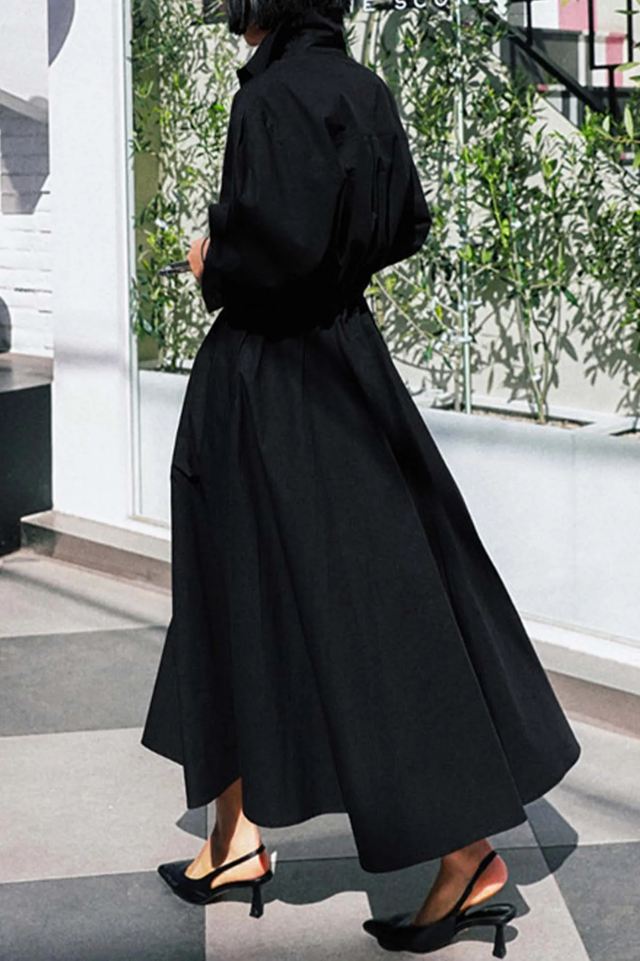 Maxct Cotton Long Sleeve A-Line Shirt Midi Dress