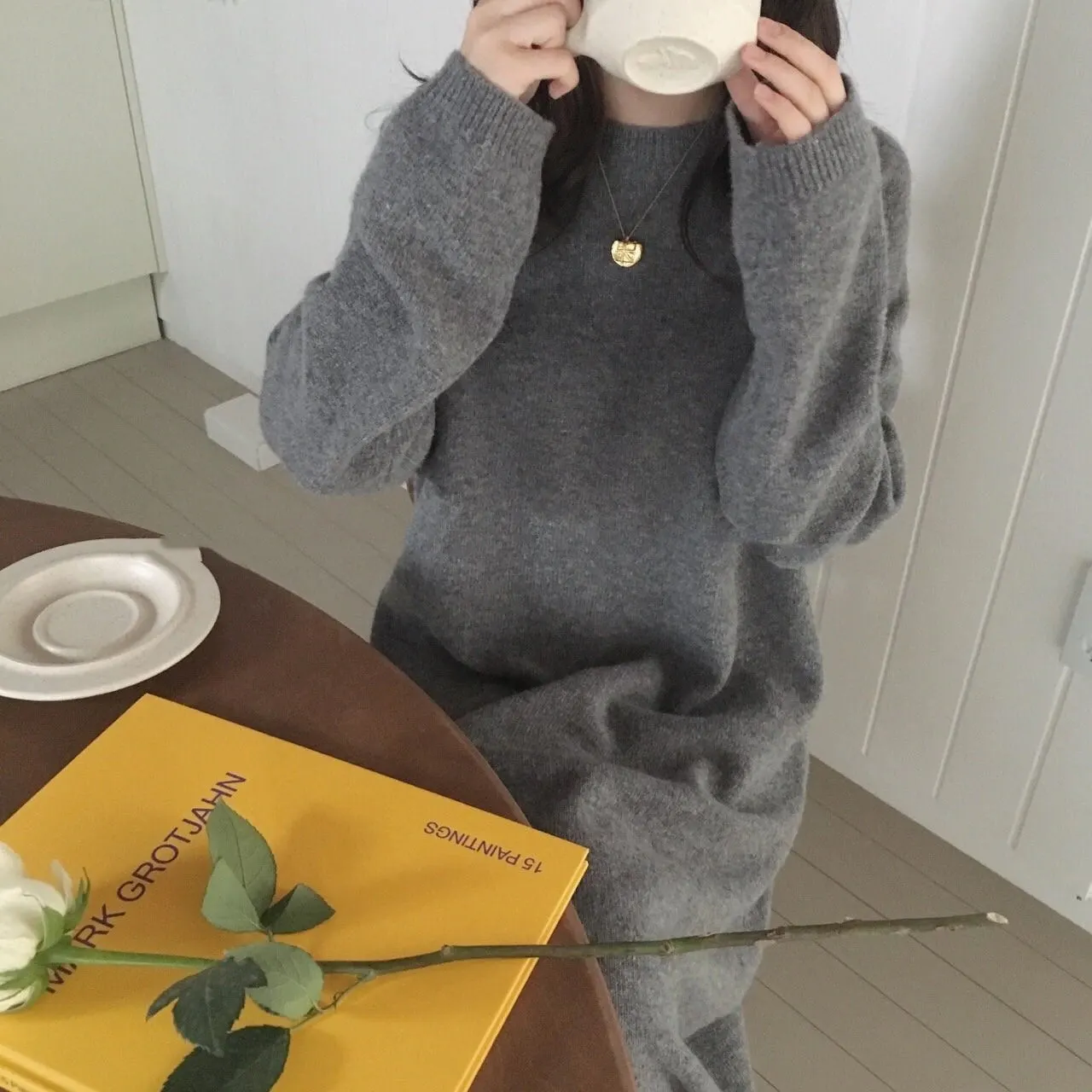 Long Knitted Oversized Knitted Dress Sweater Maxct