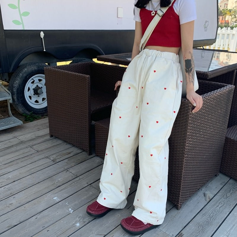 Vintage Red Hearts Pants Maxct