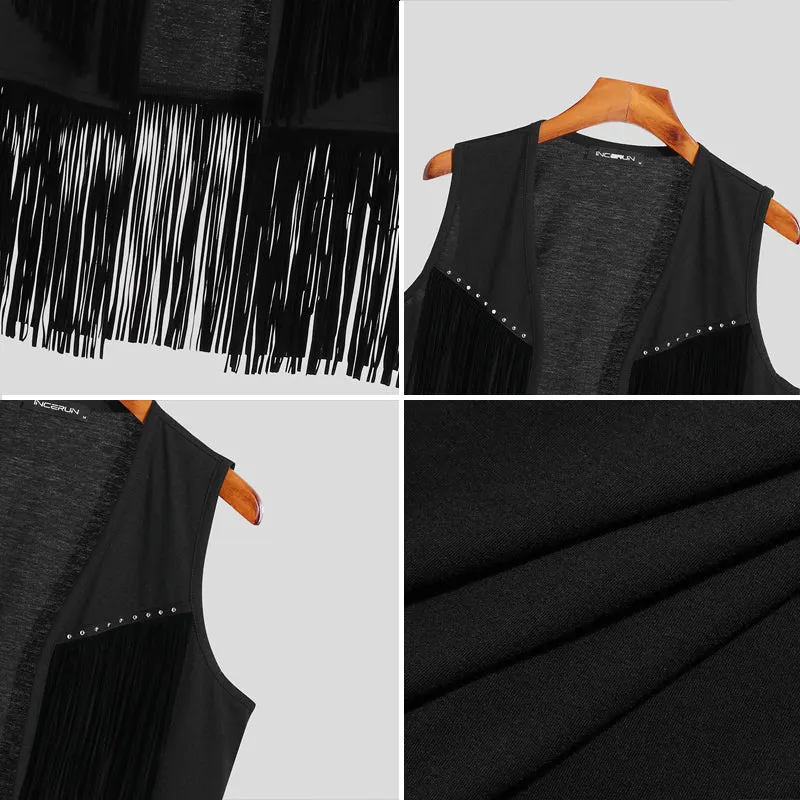 Maxct - Mens Fringe Detail Front Open Waistcoat J