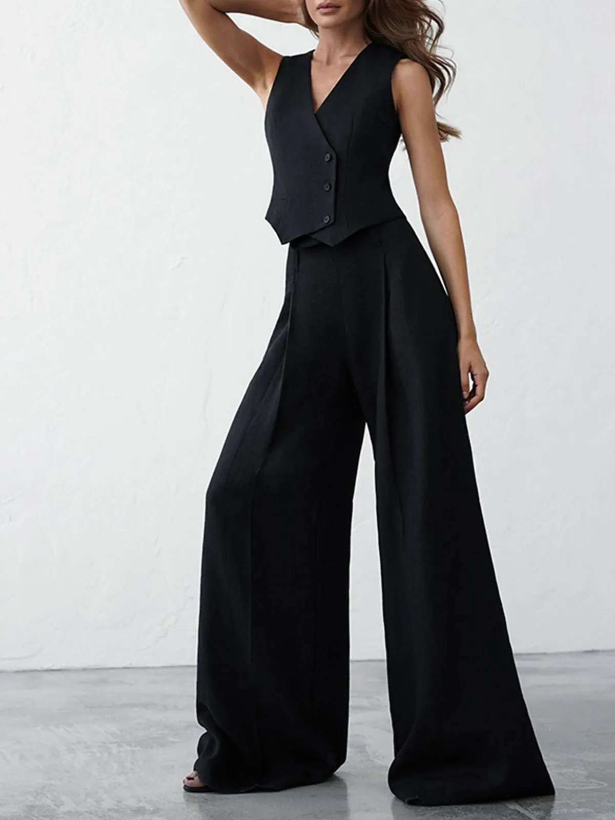 Maxct Minimalist Linen Two Piece Pants Set