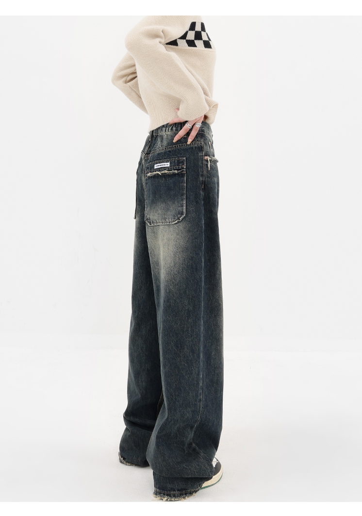 Autumn Streetwear Retro Fashion: Women's High Waist Loose Wide Leg Y2K Denim Trousers - true deals club