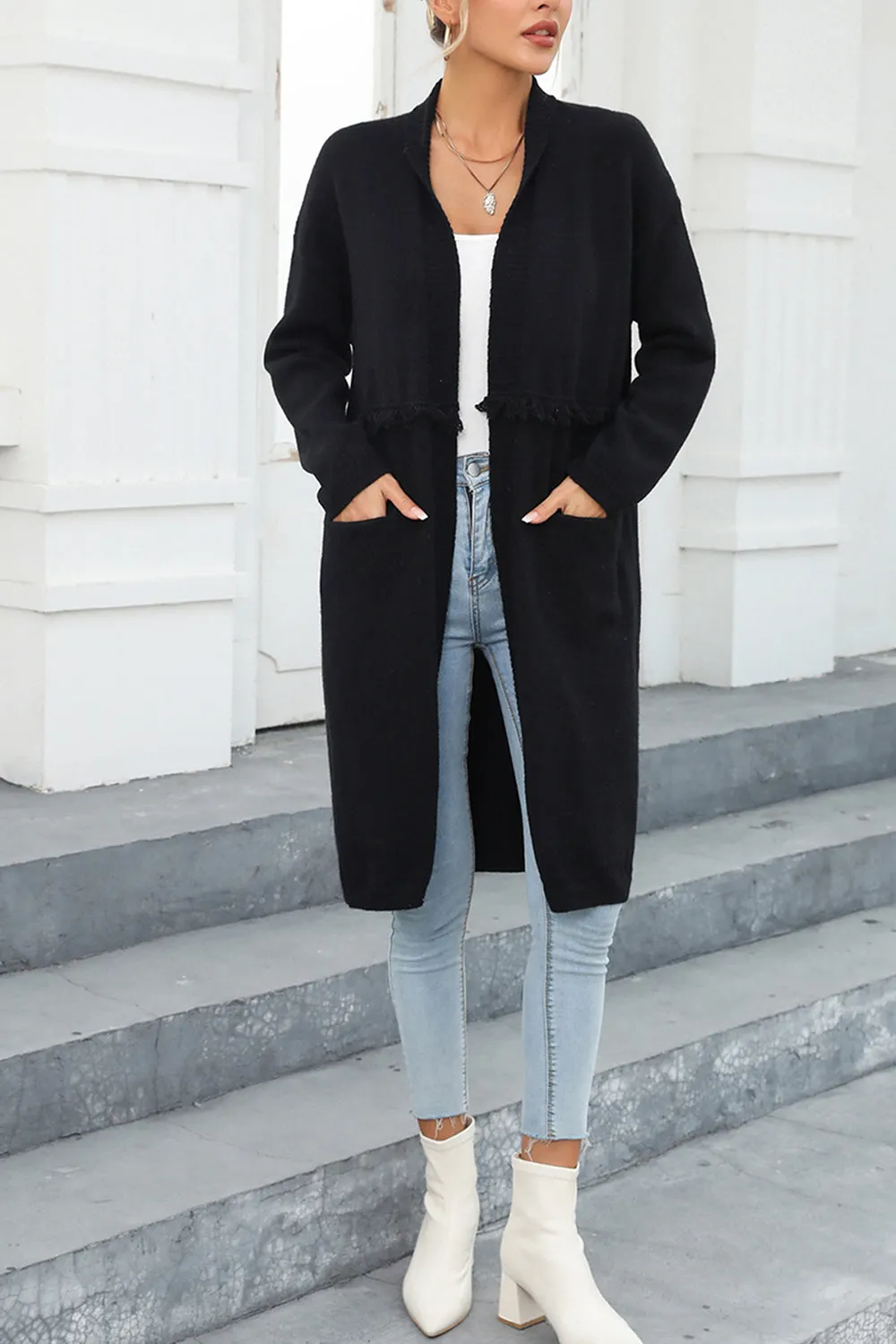 Maxct &Open Front Pocketed Cardigan