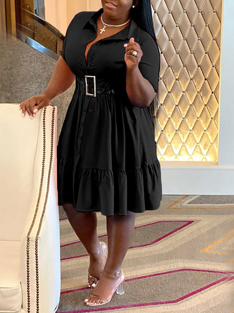 Casual Solid Button Shirt Dresses Maxct