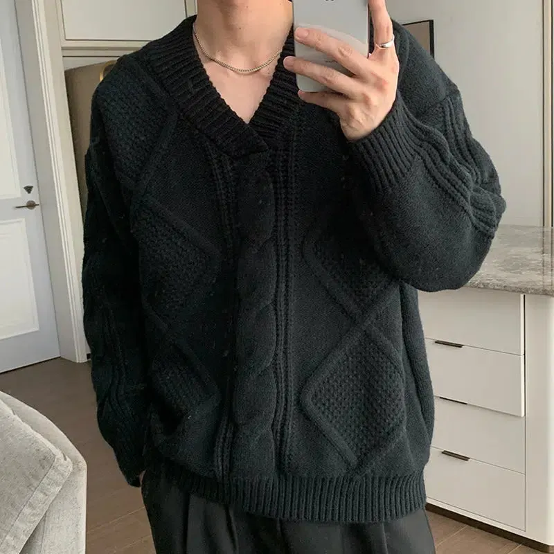 Maxct Loose-fit V-neck Bottoming Sweater