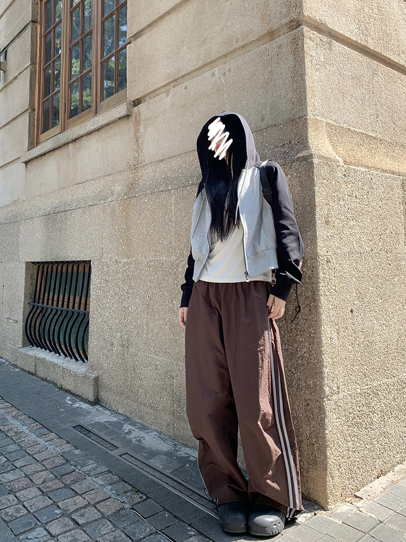 Grey Cropped Hoodies Zip Up Long Sleeve Sweatshirt Cardigan Oversized Autumn Fashion Wide Leg Track Pants Two Piece Sets