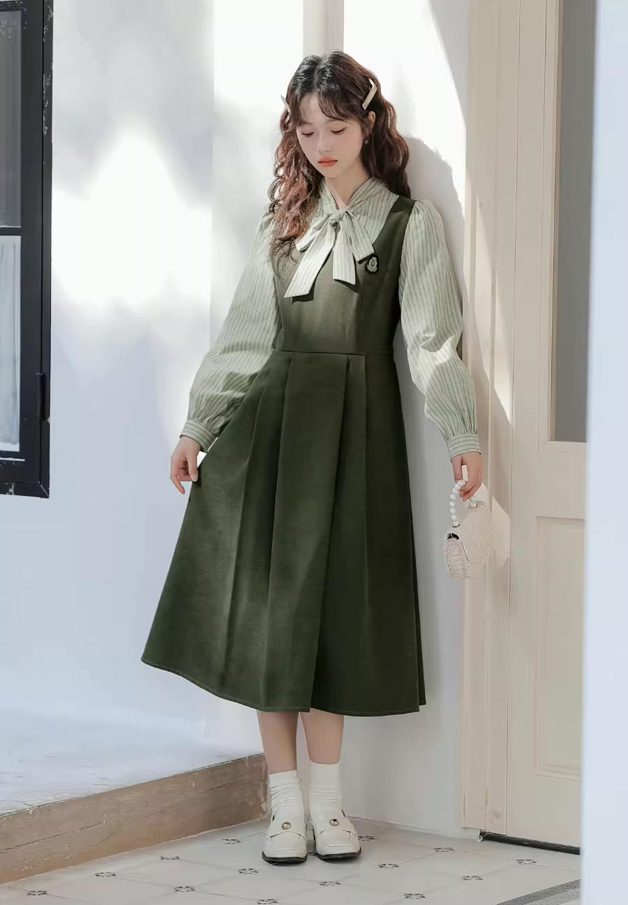 Stripe Academia Twofer Midi Dress Maxct