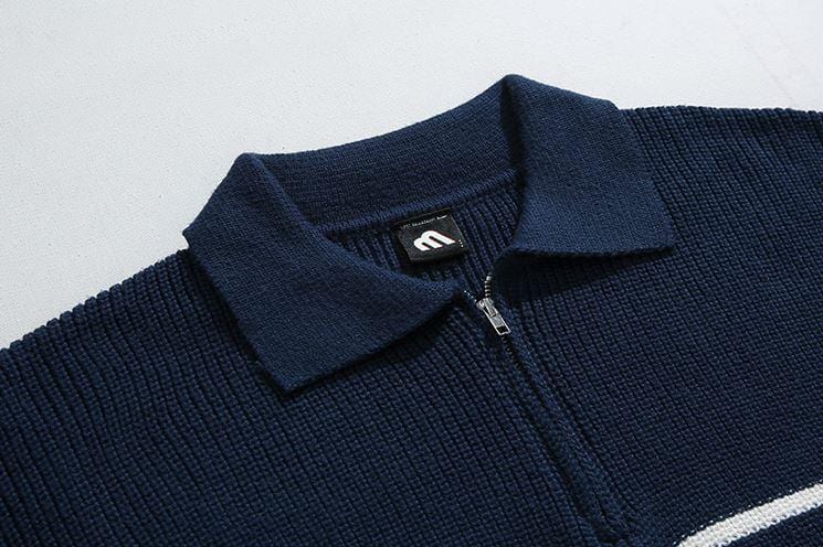 Maxct 5543 Knitted Half Zip-Up Stripe Sweater