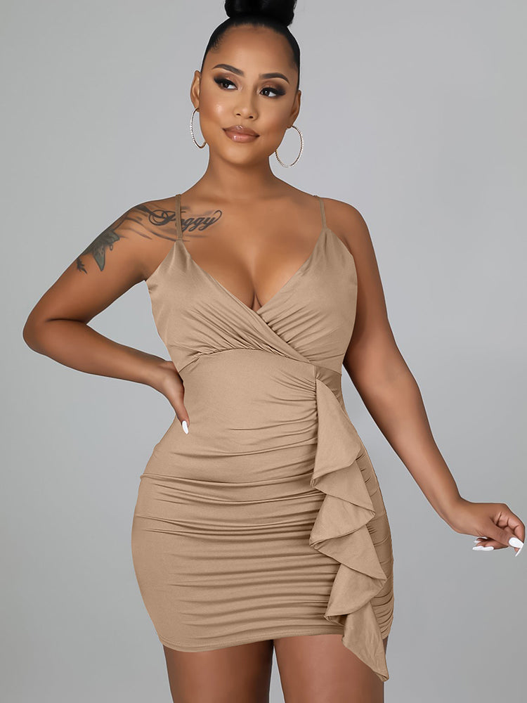 Ruffle Bodycon Ruch Wrap Dress Maxct