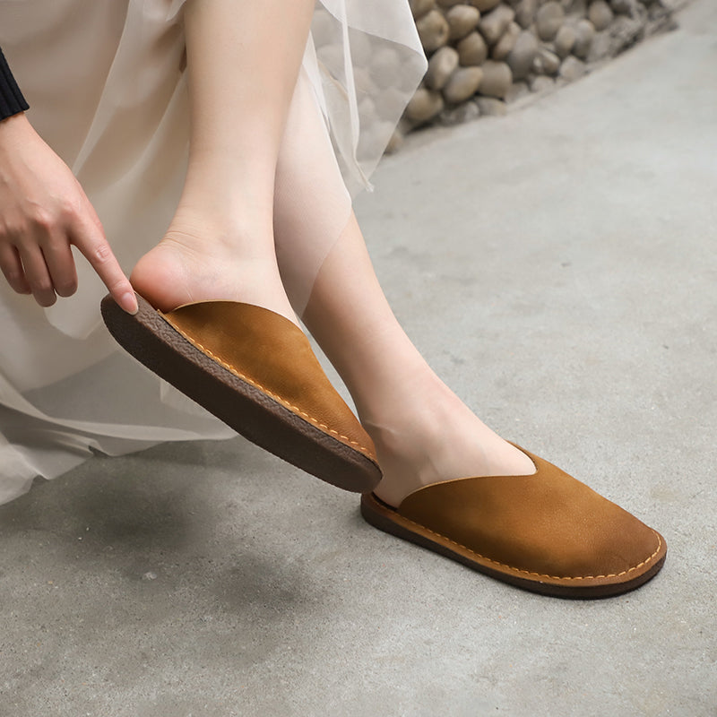 Women's Slippers Sandals Flats Casual Slip On Shoes Brown/Coffee Maxct