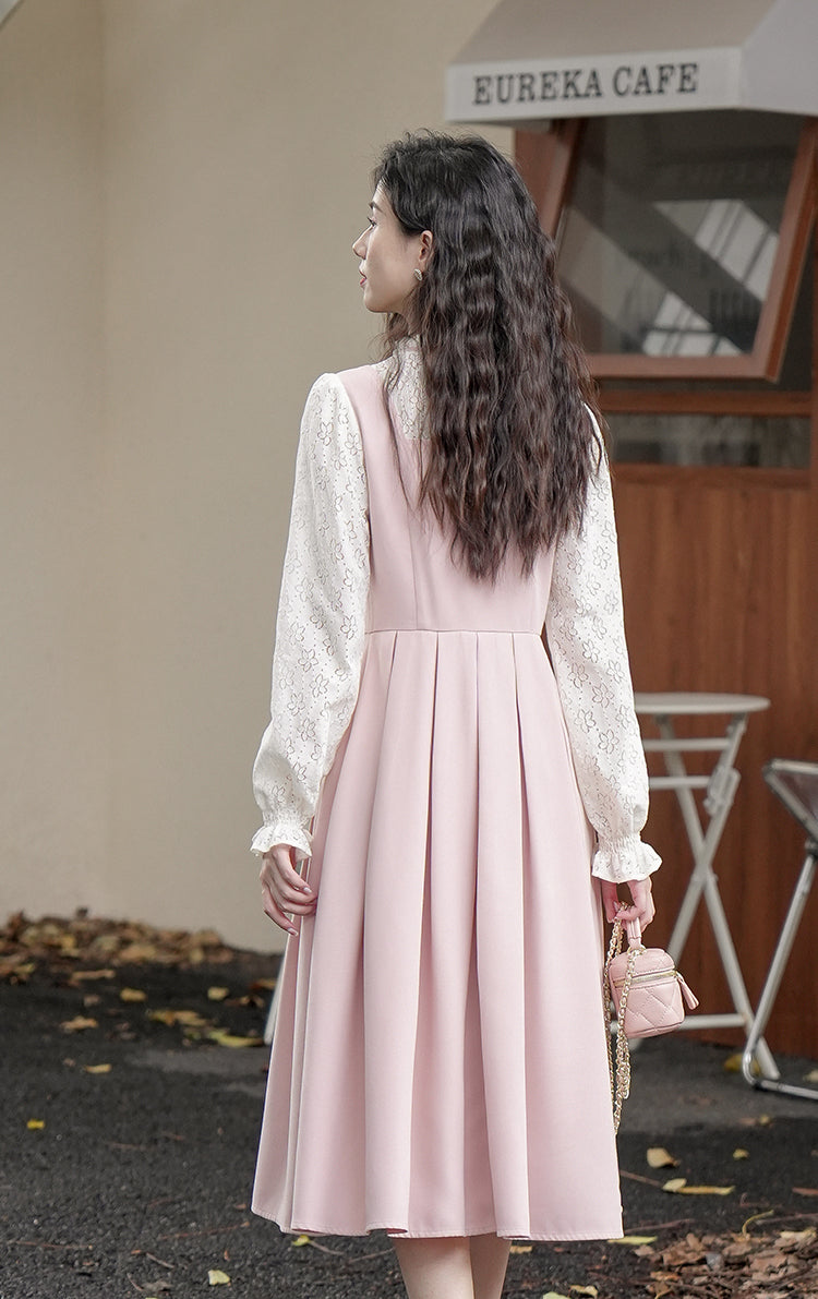Floral Lace Twofer Midi Dress Maxct