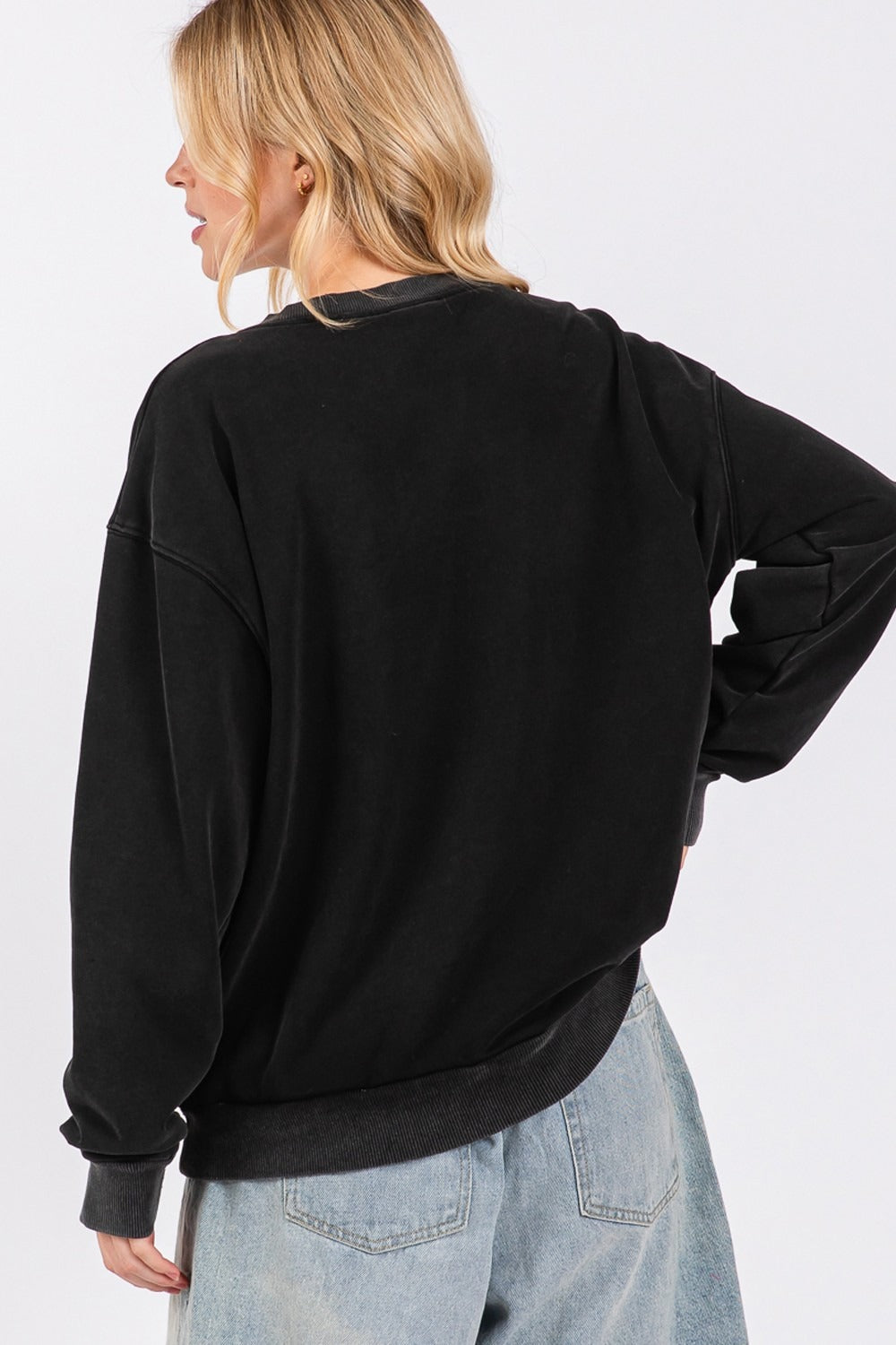Maxct &SAGE + FIG USA Letter Patch Round Neck Sweatshirt