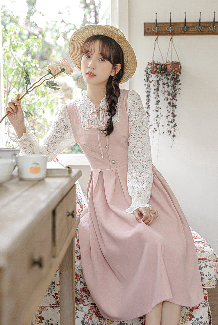 Floral Lace Twofer Midi Dress Maxct