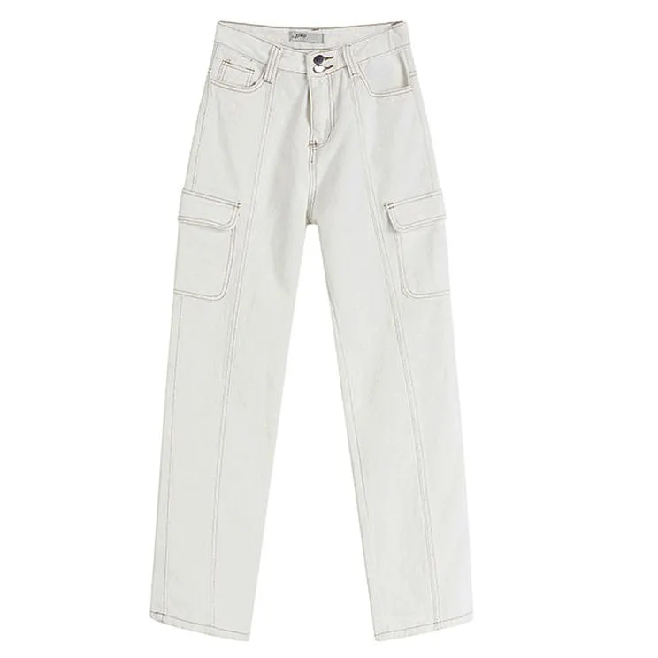 Heart Embroidery Cargo Jeans Maxct
