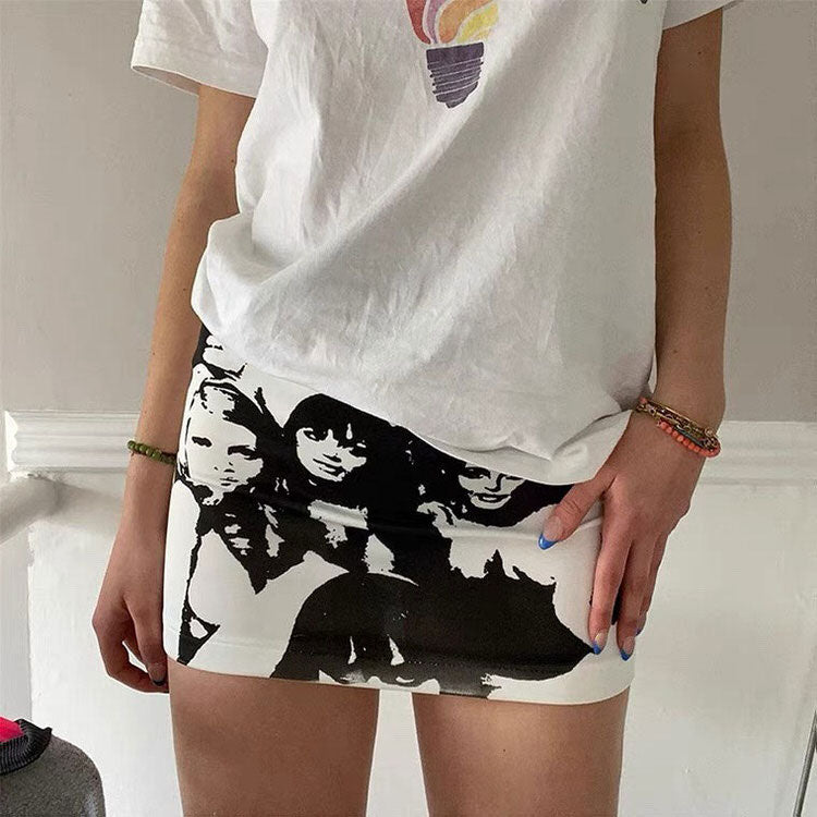 Downtown Girl Aesthetic Print Skirt Maxct