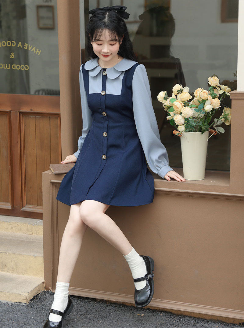 Scallop Collar Twofer Mini Dress Maxct